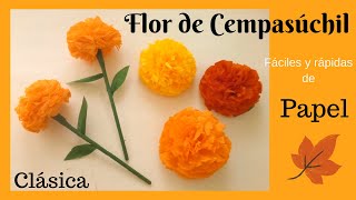 🍃🌼Clásica flor de Cempasúchil con papel crepe de su color originalcómo hacer Cempasúchil de papel [upl. by Retepnhoj]