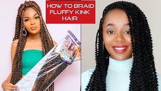 How to braid FLUFFY KINKY HAIR stepbystep Beginners friendly [upl. by Noillimaxam]