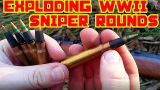 EXPLODING WW2 Sniper Ammunition  8mm [upl. by Favin385]