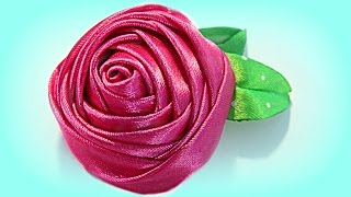 Cómo hacer una rosa con cinta How to make a ribbon rose [upl. by Louisa]