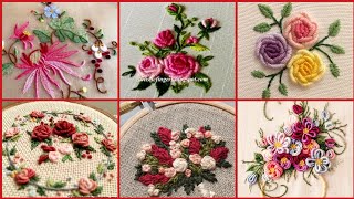 Brazilian Hand Embroidery Patterns Bullion Knot Rose Stitch Hand Embroidery Designs [upl. by Itram]