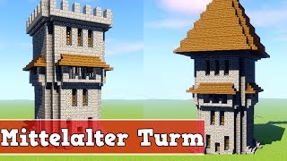 Wie baut man einen Mittelalter Turm in Minecraft  Minecraft Turm bauen deutsch [upl. by Moureaux233]