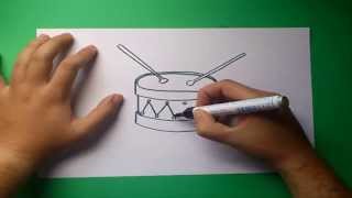 Como dibujar un tambor paso a paso  How to draw a drum [upl. by Lauber]