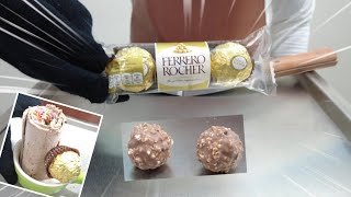 FERRERO ROCHER​ Ice Cream Roll  how to make​ it​ with choc to Ice Cream Roll Oddly​ satisfying​ 4K [upl. by Girardo]