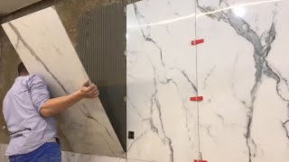 Installation of large porcelain tiles —How to install porcelain tiles on kitchen wall [upl. by Parent]