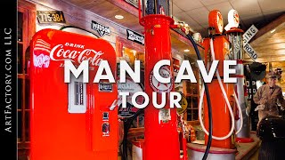 Man Cave Tour Vintage Signs Petroliana amp American Restorations [upl. by Nhguavad]