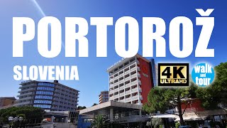 Portorož  Walk on a Nice Promenade by the Sea  4K UHD 60 fps  sLOVEnia [upl. by Claiborn206]