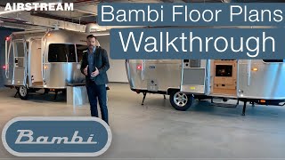 Airstream Bambi Floor Plans Walkthrough and Comparison 16RB 19CB 20FB 22FB [upl. by Wandis263]