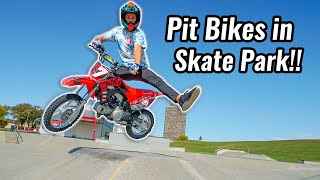 Riding Pit Bikes in Skate Park [upl. by Blanka]