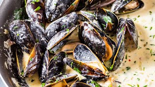 MUSSELS In AMAZING Tarragon CREAM SAUCE [upl. by Ahsiemak]