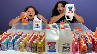 MIXING ALL OUR ELMER’S GLUE  GIANT ELMER’S SLIME SMOOTHIE [upl. by Spieler536]