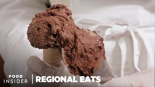 How Traditional Italian Gelato Is Made  Regional Eats [upl. by Ynafit]