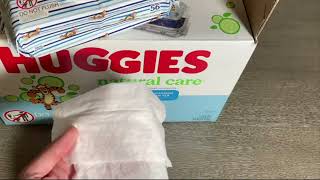 Huggies Natural Care Refreshing Baby Wipes Hypoallergenic Review [upl. by Quiteria]